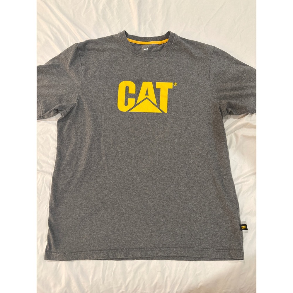 Caterpillar Mens CAT Logo Graphic T-Shirt Charcoal Grey Large Short Sleeve